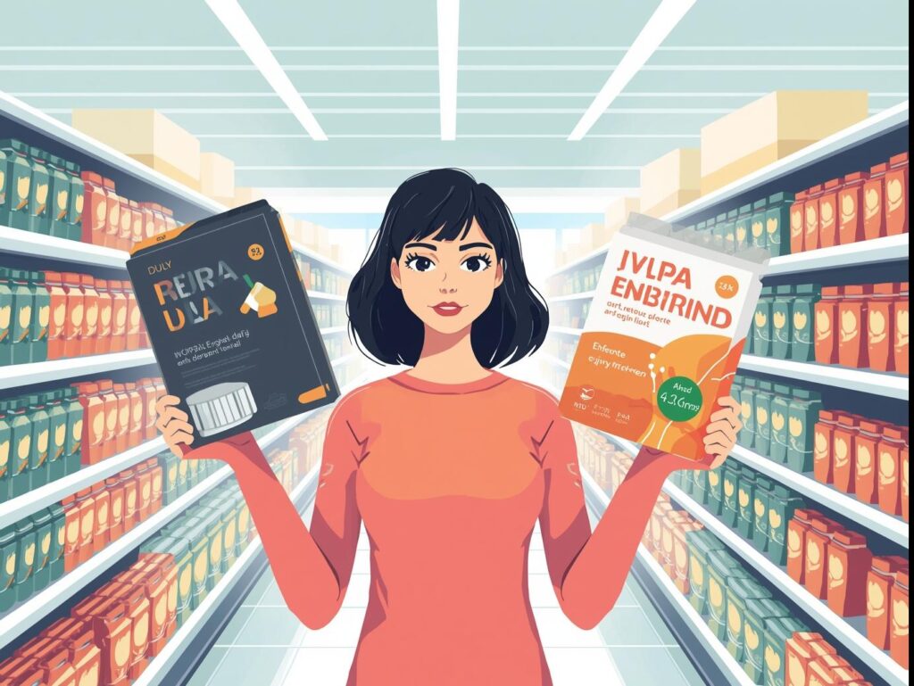 How packaging design influences customer buying decisions through first impressions in a supermarket aisle.