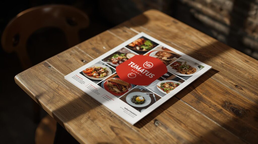 Flyer design tips showing restaurant flyer with high-quality food photography and bold visuals.